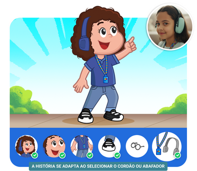 Personalização do protagonista na história personalizada do 3 Palavrinhas