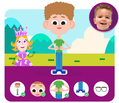 Personalização do protagonista na história personalizada do Aprendendo o bê-a-bá