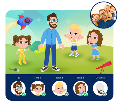 Personalização do protagonista na história personalizada do Datas Especiais Personalização do protagonista na história personalizada do Datas Especiais