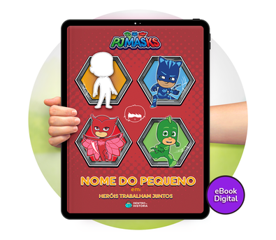 Cena do livro Personalizado do livro Heróis Trabalham Juntos