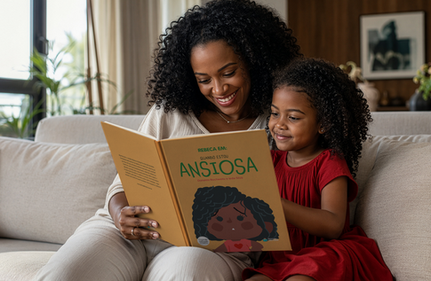 Crianças brincando com seus livros personalizados de Quando Estou Ansioso