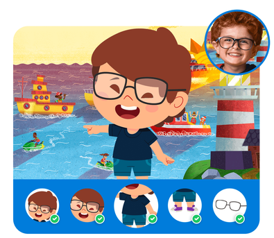 Personalização do protagonista na história personalizada do Dentro da História