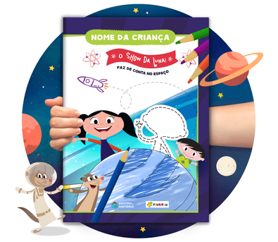 Cena do livro Personalizado do livro Colorindo no Espaço