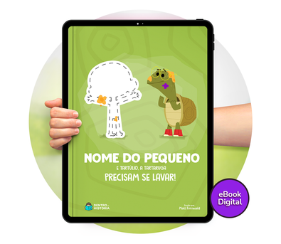 Cena do livro Personalizado do livro Tartúlio, a tartaruga, precisa se lavar!