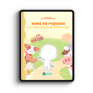 Capa do livro personalizado do O Tratorzinho Vermelho